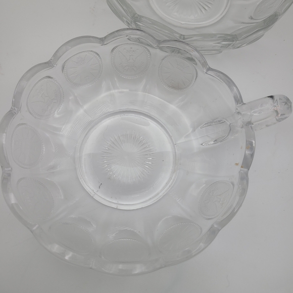 6 3/4" FOSTORIA Coin Glass Clear Handled Nappy. Set Of 2 - Picture 9 of 9